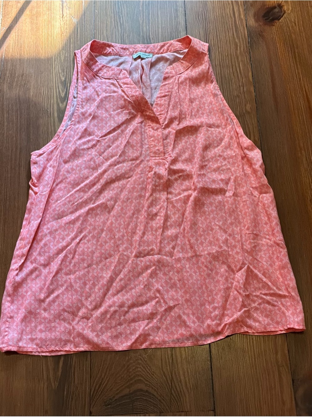 Anne Carson Pink Patterned Sleeveless Top Size M
